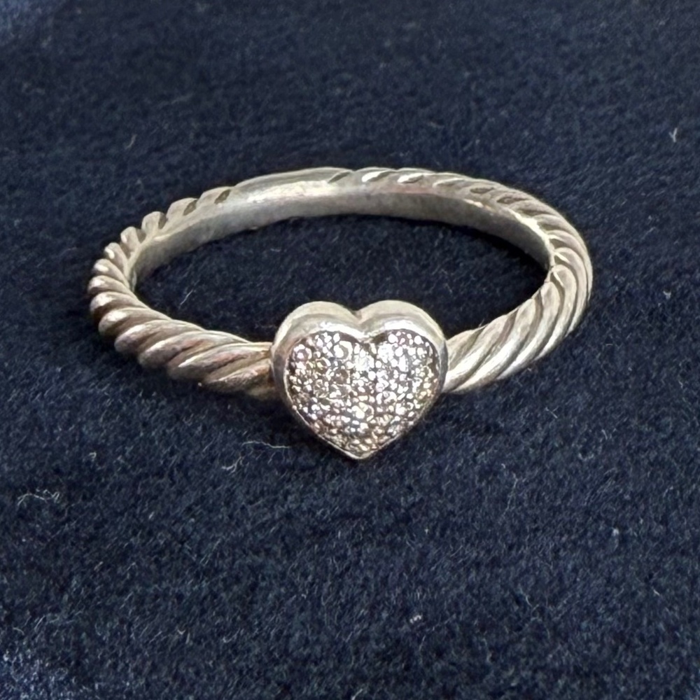 David Yurman Petite Pave Heart Ring with Diamonds